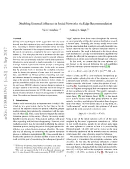 Disabling External Influence in Social Networks via Edge Recommendation