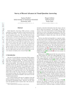 Survey of Recent Advances in Visual Question Answering