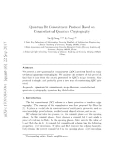 Quantum Bit Commitment Protocol Based on Counterfactual Quantum
  Cryptography