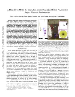 A Data-driven Model for Interaction-aware Pedestrian Motion Prediction
  in Object Cluttered Environments