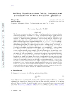 On Noisy Negative Curvature Descent: Competing with Gradient Descent for
  Faster Non-convex Optimization