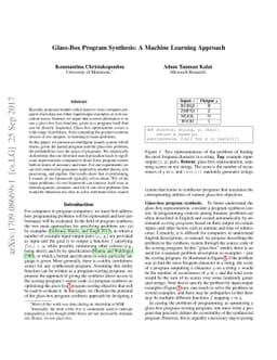 Glass-Box Program Synthesis: A Machine Learning Approach