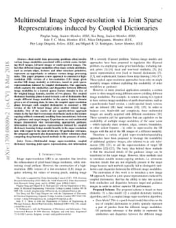Multimodal Image Super-resolution via Joint Sparse Representations
  induced by Coupled Dictionaries