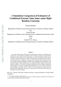 A Simulation Comparison of Estimators of Conditional Extreme Value Index
  under Right Random Censoring