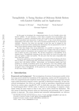 TuringMobile: A Turing Machine of Oblivious Mobile Robots with Limited
  Visibility and its Applications