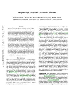Output Range Analysis for Deep Neural Networks
