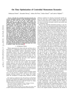 On Time Optimization of Centroidal Momentum Dynamics