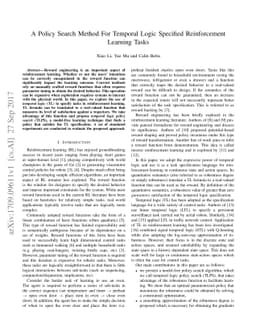 A Policy Search Method For Temporal Logic Specified Reinforcement
  Learning Tasks