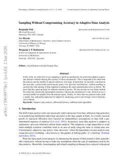 Sampling Without Compromising Accuracy in Adaptive Data Analysis