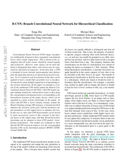 B-CNN: Branch Convolutional Neural Network for Hierarchical
  Classification