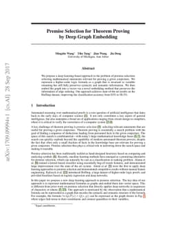 Premise Selection for Theorem Proving by Deep Graph Embedding