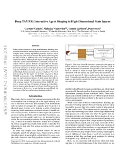 Deep TAMER: Interactive Agent Shaping in High-Dimensional State Spaces