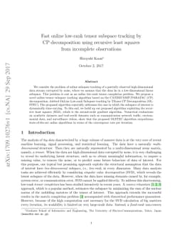 Fast online low-rank tensor subspace tracking by CP decomposition using
  recursive least squares from incomplete observations