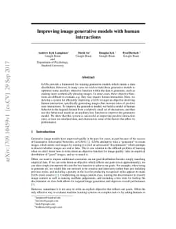 Improving image generative models with human interactions