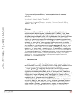 Discovery and recognition of motion primitives in human activities