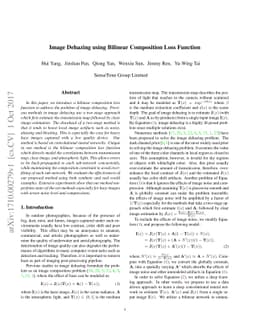 Image Dehazing using Bilinear Composition Loss Function