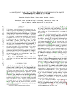 Large-scale weakly supervised audio classification using gated
  convolutional neural network