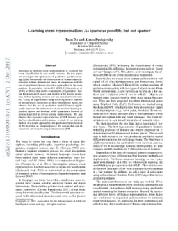 Learning event representation: As sparse as possible, but not sparser