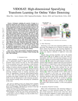 VIDOSAT: High-dimensional Sparsifying Transform Learning for Online
  Video Denoising