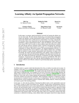Learning Affinity via Spatial Propagation Networks