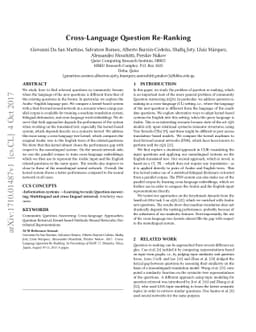 Cross-Language Question Re-Ranking