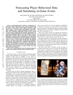 Forecasting Player Behavioral Data and Simulating in-Game Events