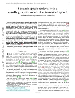 Semantic speech retrieval with a visually grounded model of
  untranscribed speech