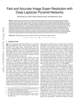 Fast and Accurate Image Super-Resolution with Deep Laplacian Pyramid
  Networks