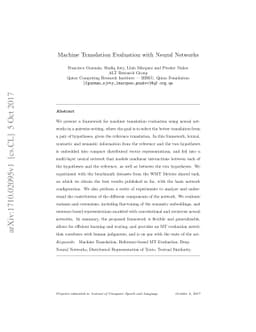 Machine Translation Evaluation with Neural Networks