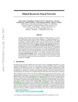 Dilated Recurrent Neural Networks
