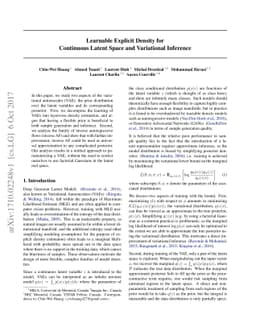 Learnable Explicit Density for Continuous Latent Space and Variational
  Inference