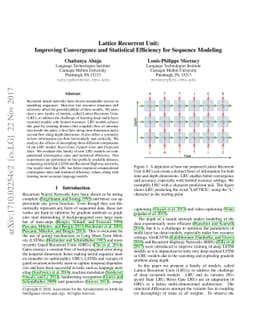 Lattice Recurrent Unit: Improving Convergence and Statistical Efficiency
  for Sequence Modeling