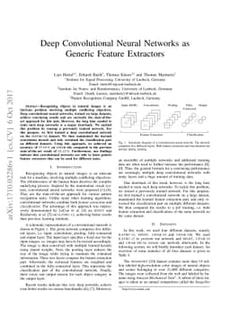 Deep Convolutional Neural Networks as Generic Feature Extractors