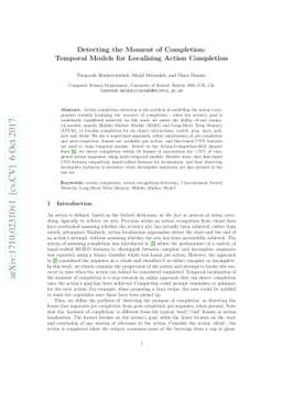 Detecting the Moment of Completion: Temporal Models for Localising
  Action Completion
