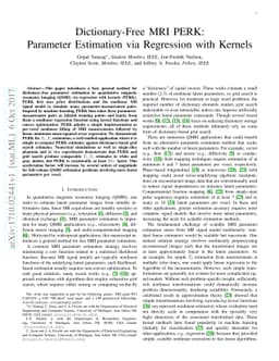 Dictionary-Free MRI PERK: Parameter Estimation via Regression with
  Kernels