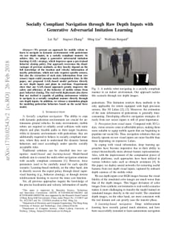 Socially Compliant Navigation through Raw Depth Inputs with Generative
  Adversarial Imitation Learning
