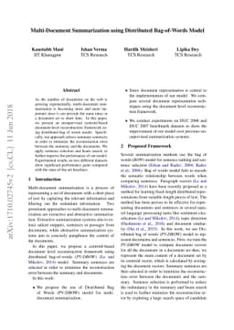 Multi-Document Summarization using Distributed Bag-of-Words Model