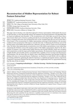 Reconstruction of Hidden Representation for Robust Feature Extraction