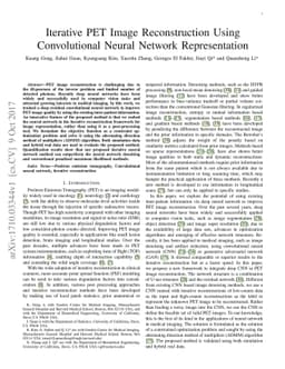 Iterative PET Image Reconstruction Using Convolutional Neural Network
  Representation