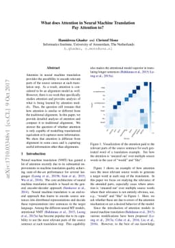 What does Attention in Neural Machine Translation Pay Attention to?