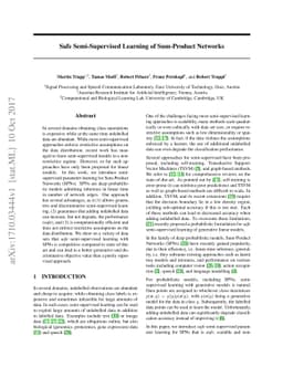 Safe Semi-Supervised Learning of Sum-Product Networks