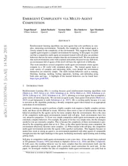 Emergent Complexity via Multi-Agent Competition