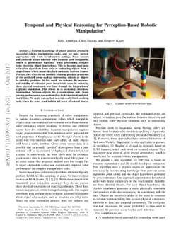 Temporal and Physical Reasoning for Perception-Based Robotic
  Manipulation