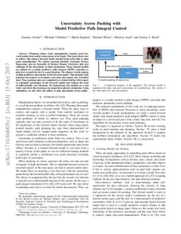 Uncertainty Averse Pushing with Model Predictive Path Integral Control