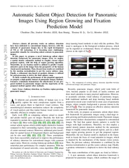 Automatic Salient Object Detection for Panoramic Images Using Region
  Growing and Fixation Prediction Model