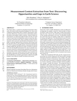 Measurement Context Extraction from Text: Discovering Opportunities and
  Gaps in Earth Science