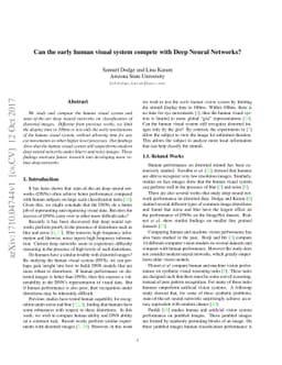 Can the early human visual system compete with Deep Neural Networks?