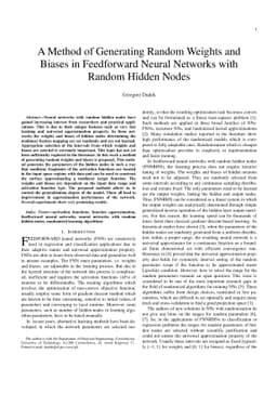 A Method of Generating Random Weights and Biases in Feedforward Neural
  Networks with Random Hidden Nodes