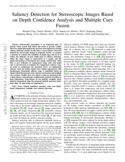 Saliency Detection for Stereoscopic Images Based on Depth Confidence
  Analysis and Multiple Cues Fusion