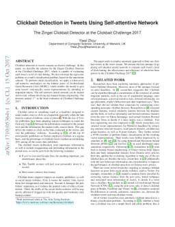 Clickbait Detection in Tweets Using Self-attentive Network